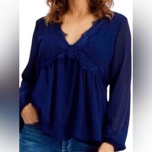 Mason & Belle - Cheree Lace Detail Top - Size Large. Navy Blue. NWOT